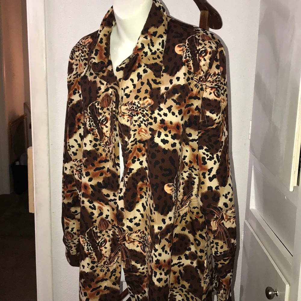 Animal print button up blouse